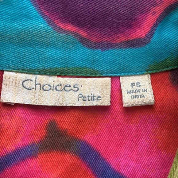 Choices colorful Jean style jacket watercolor print with sequins size PS - Picture 6 of 10